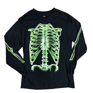 Glow in The Dark Skeleton Long Sleeve T-Shirt Boys Size XL Halloween